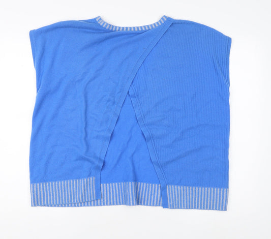 Duffy Women's Blue Cashmere Cape Sleeveless Relaxed L