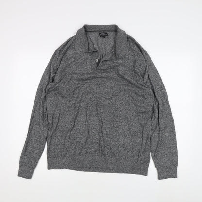 Next Men's Grey XL Collared Henley Jumper