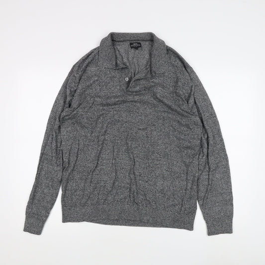 Next Men's Grey XL Collared Henley Jumper