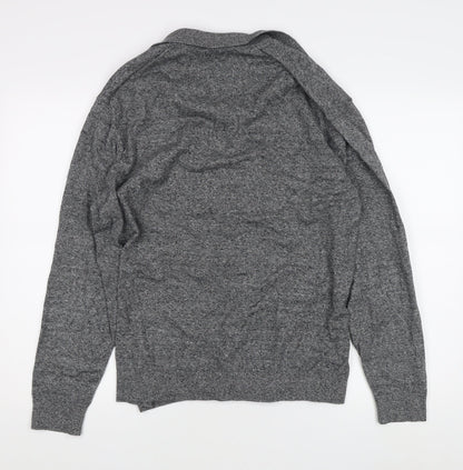 Next Men's Grey XL Collared Henley Jumper