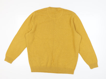 Maine Men's XL Yellow Cotton V-Neck Pullover Jumper