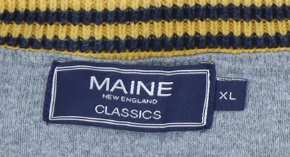 Maine Men's XL Yellow Cotton V-Neck Pullover Jumper