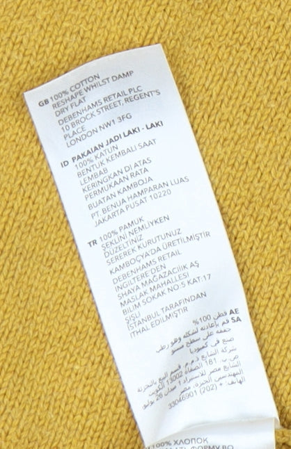 Maine Men's XL Yellow Cotton V-Neck Pullover Jumper