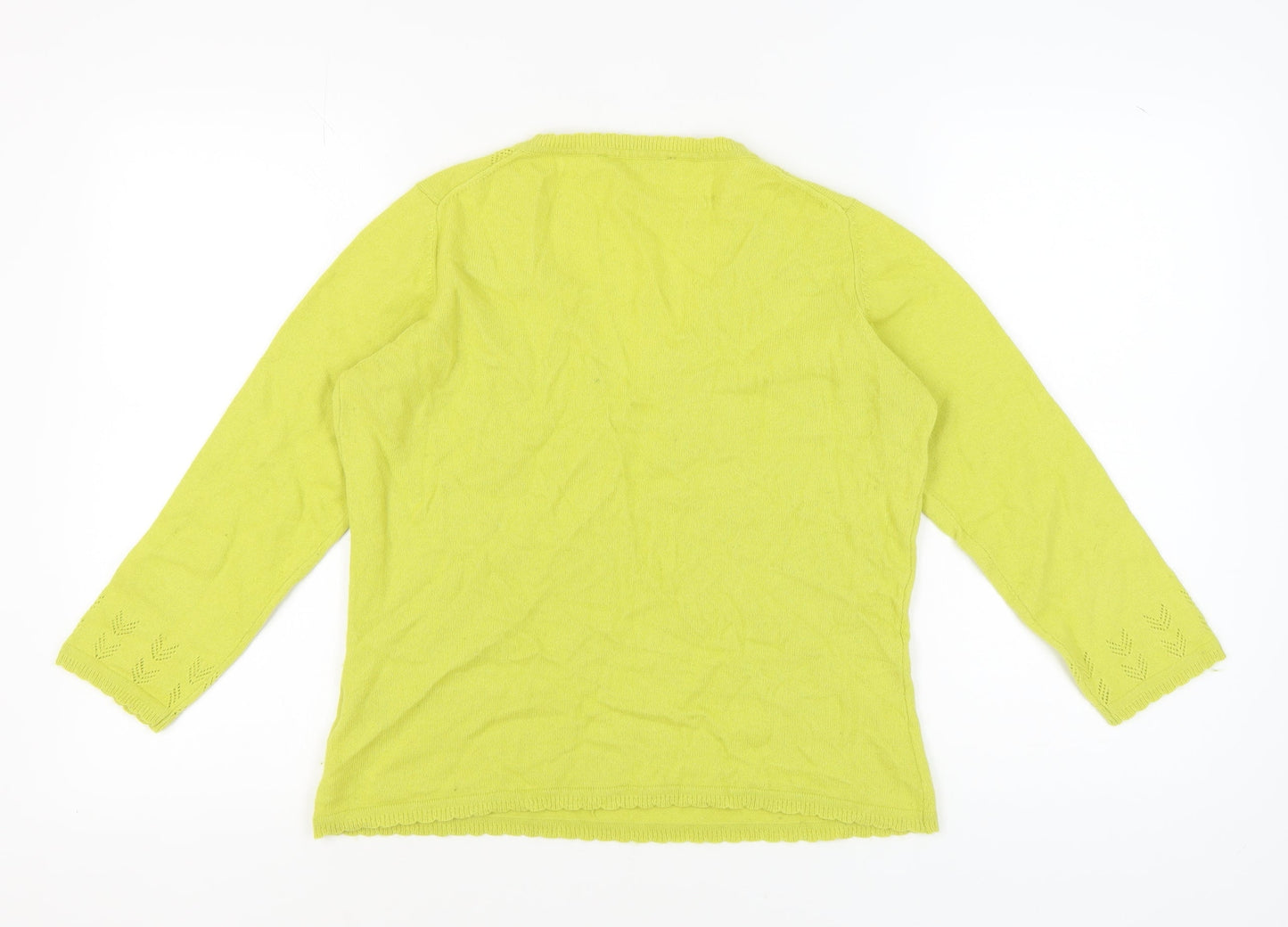 East Women's Green V-Neck Pullover Jumper M