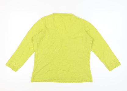 East Women's Green V-Neck Pullover Jumper M