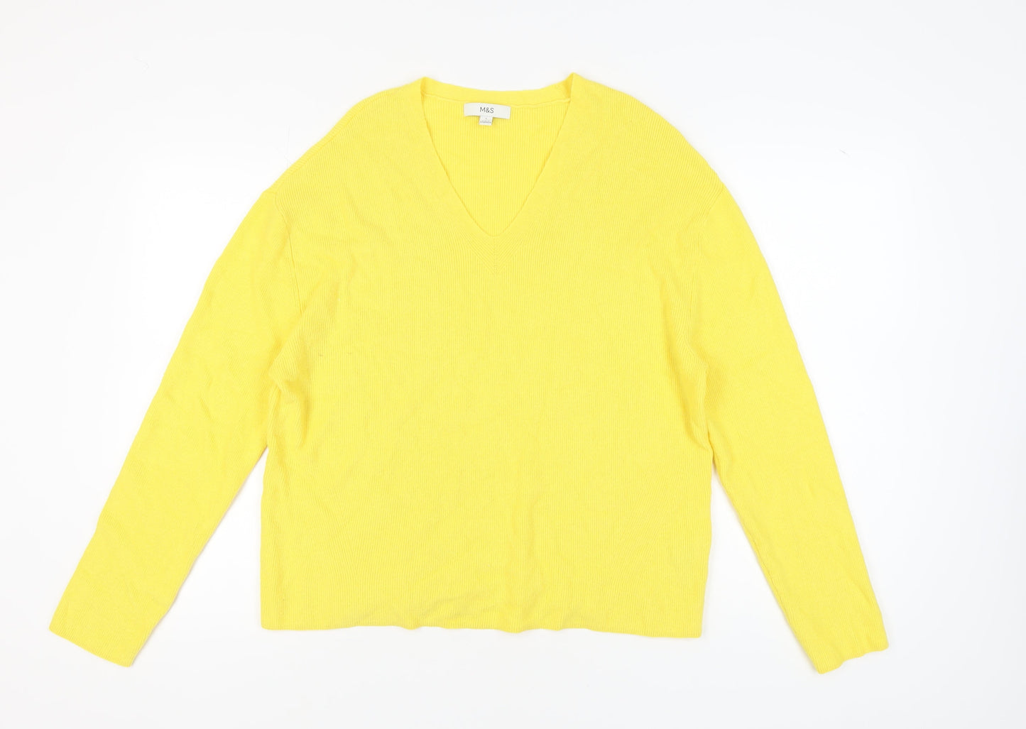 Womens UK Size L Marks and Spencer Yellow Pullover Jumper