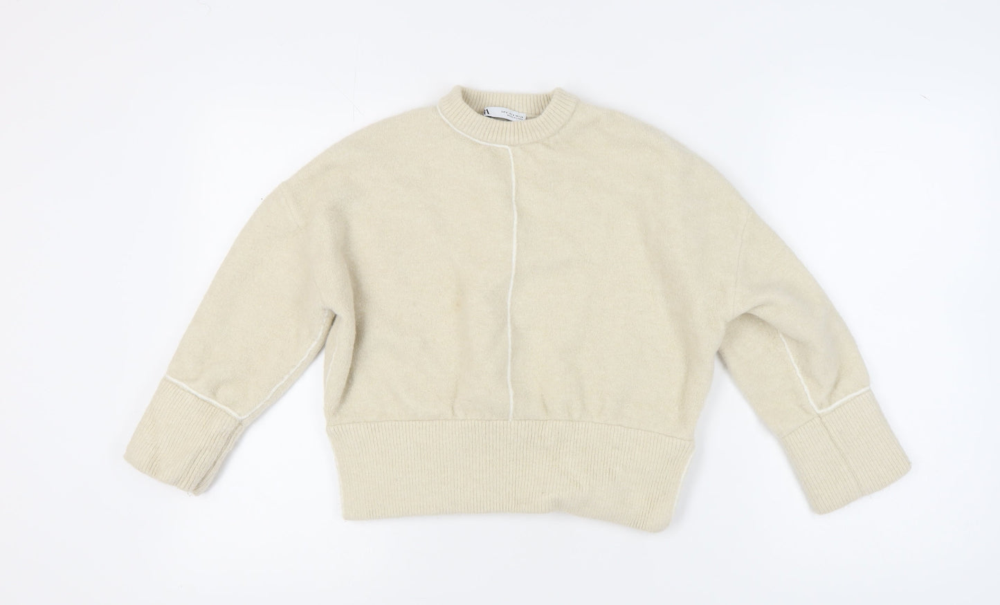Womens UK Size 8 Zara Beige Pullover Jumper