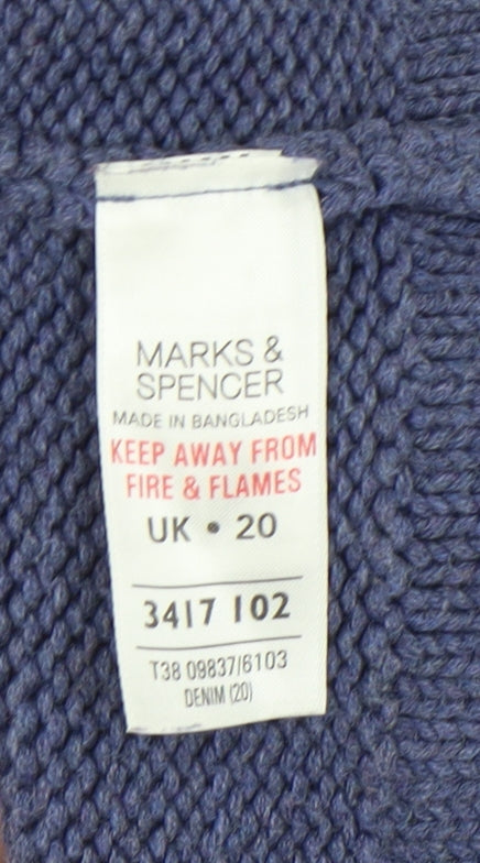 Womens UK Size 20 Marks and Spencer Blue Full Zip Jumper