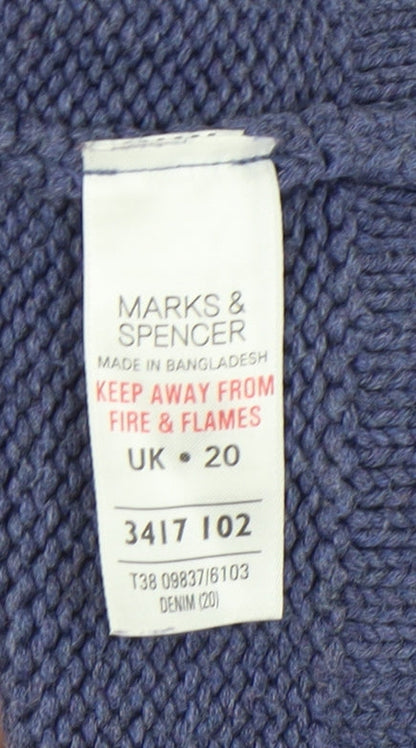 Womens UK Size 20 Marks and Spencer Blue Full Zip Jumper