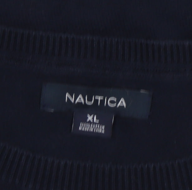 Nautica Men's Blue XL Pullover Jumper, Cotton, Crew Neck