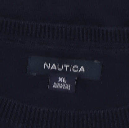 Nautica Men's Blue XL Pullover Jumper, Cotton, Crew Neck