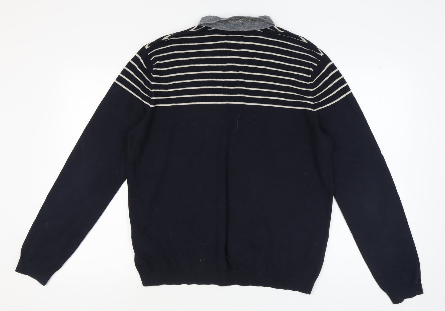 Ted Baker Men's Blue Striped Henley Jumper Size 6