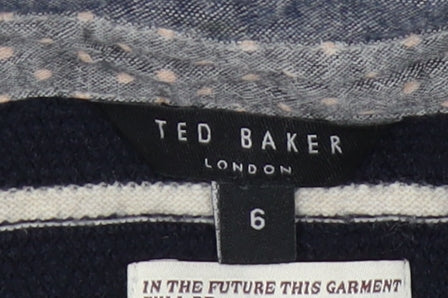 Ted Baker Men's Blue Striped Henley Jumper Size 6