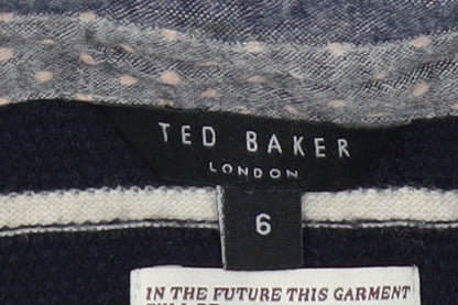 Ted Baker Men's Blue Striped Henley Jumper Size 6