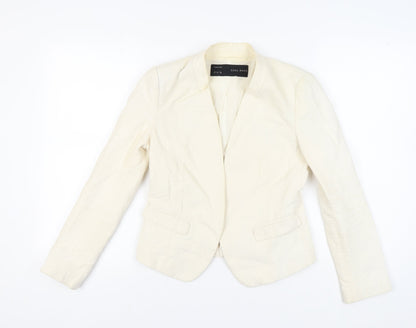 Zara Women Ivory Blazer, Size 12, Notch Lapel
