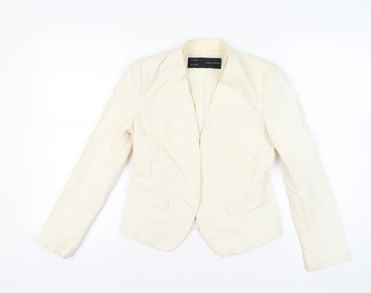Zara Women Ivory Blazer, Size 12, Notch Lapel