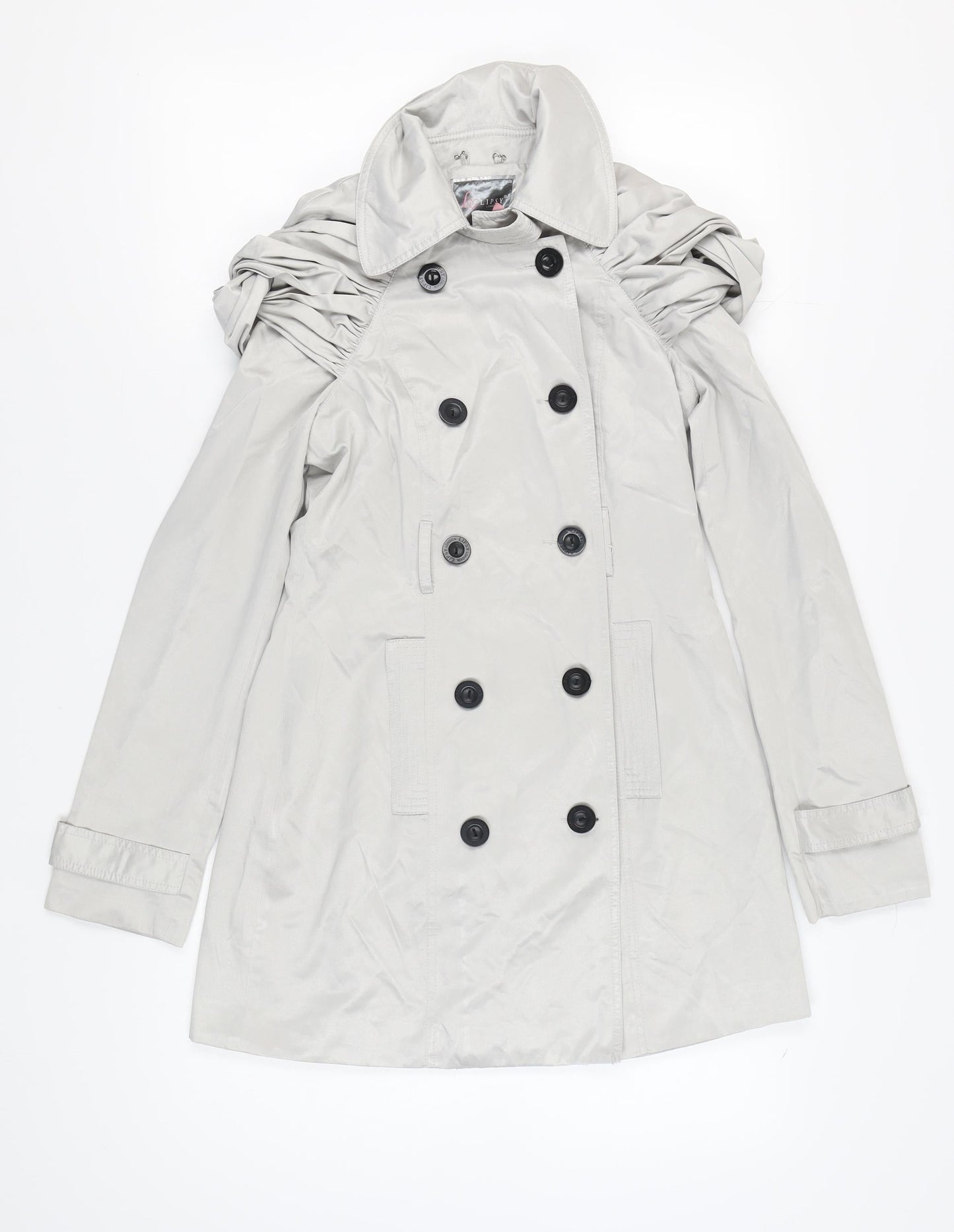 Lipsy Women's Grey Ruffled Coat Size 10