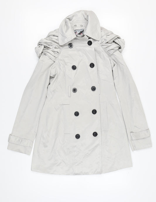 Lipsy Women's Grey Ruffled Coat Size 10