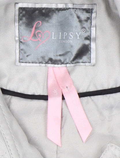 Lipsy Women's Grey Ruffled Coat Size 10