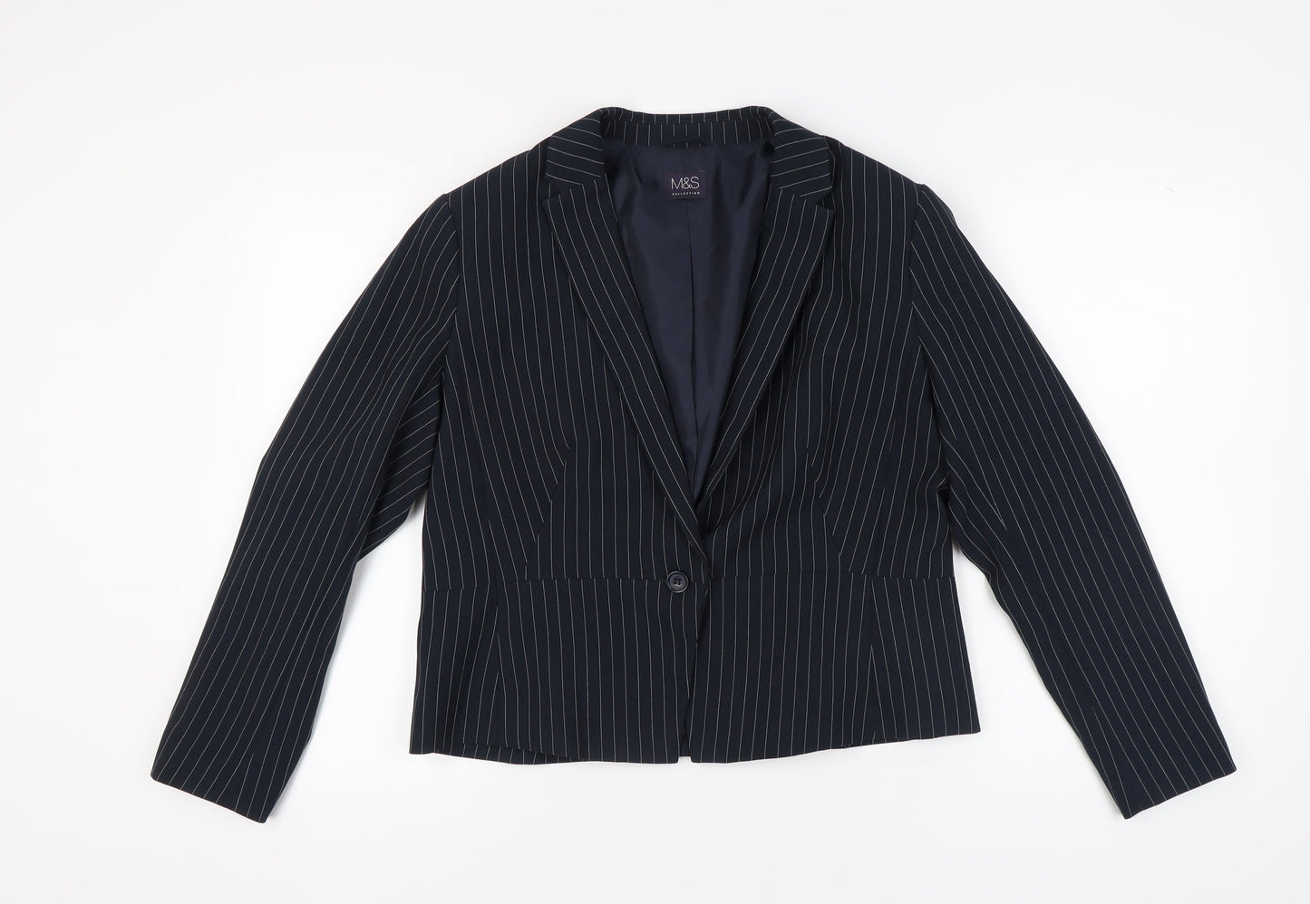 Marks and Spencer Women's Black Pinstripe Blazer UK 16