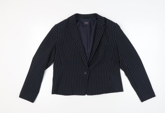 Marks and Spencer Women's Black Pinstripe Blazer UK 16