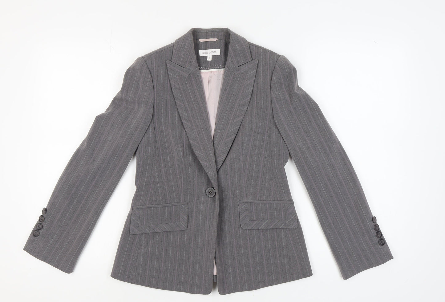 Marks and Spencer Women's Grey Pinstripe Blazer Size 6