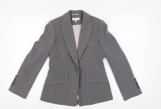 Marks and Spencer Women's Grey Pinstripe Blazer Size 6