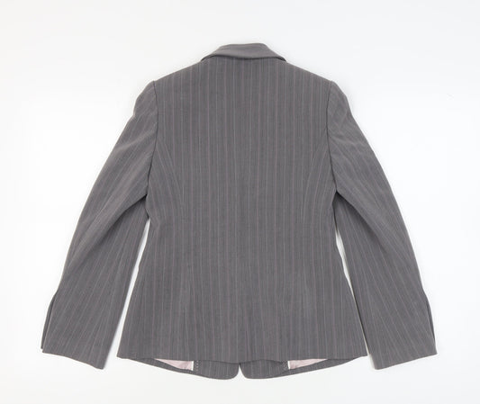 Marks and Spencer Women's Grey Pinstripe Blazer Size 6