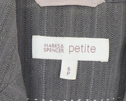 Marks and Spencer Women's Grey Pinstripe Blazer Size 6