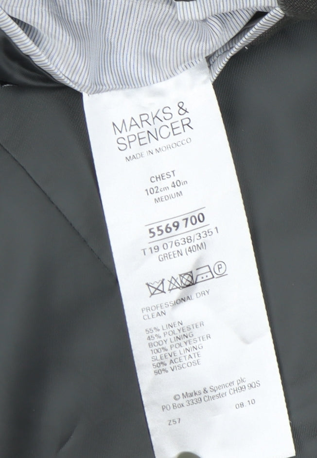 Mens UK Size 40 Marks and Spencer Regular Green Suit Jacket