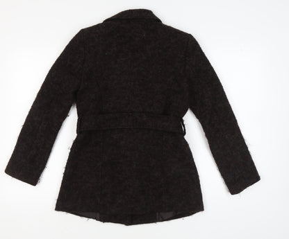 Marks and Spencer Women's Black Wool Belted Coat Size 8