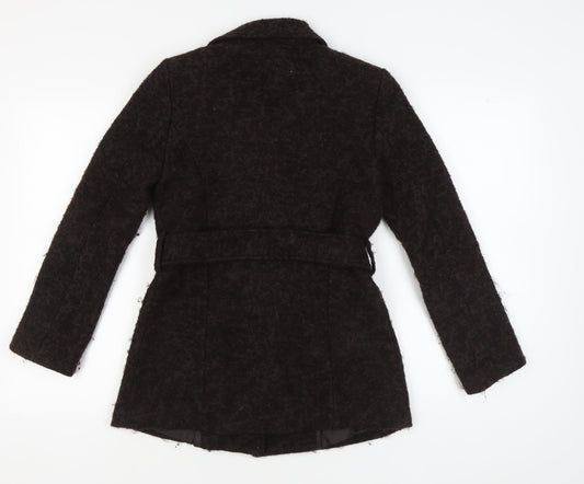 Marks and Spencer Women's Black Wool Belted Coat Size 8