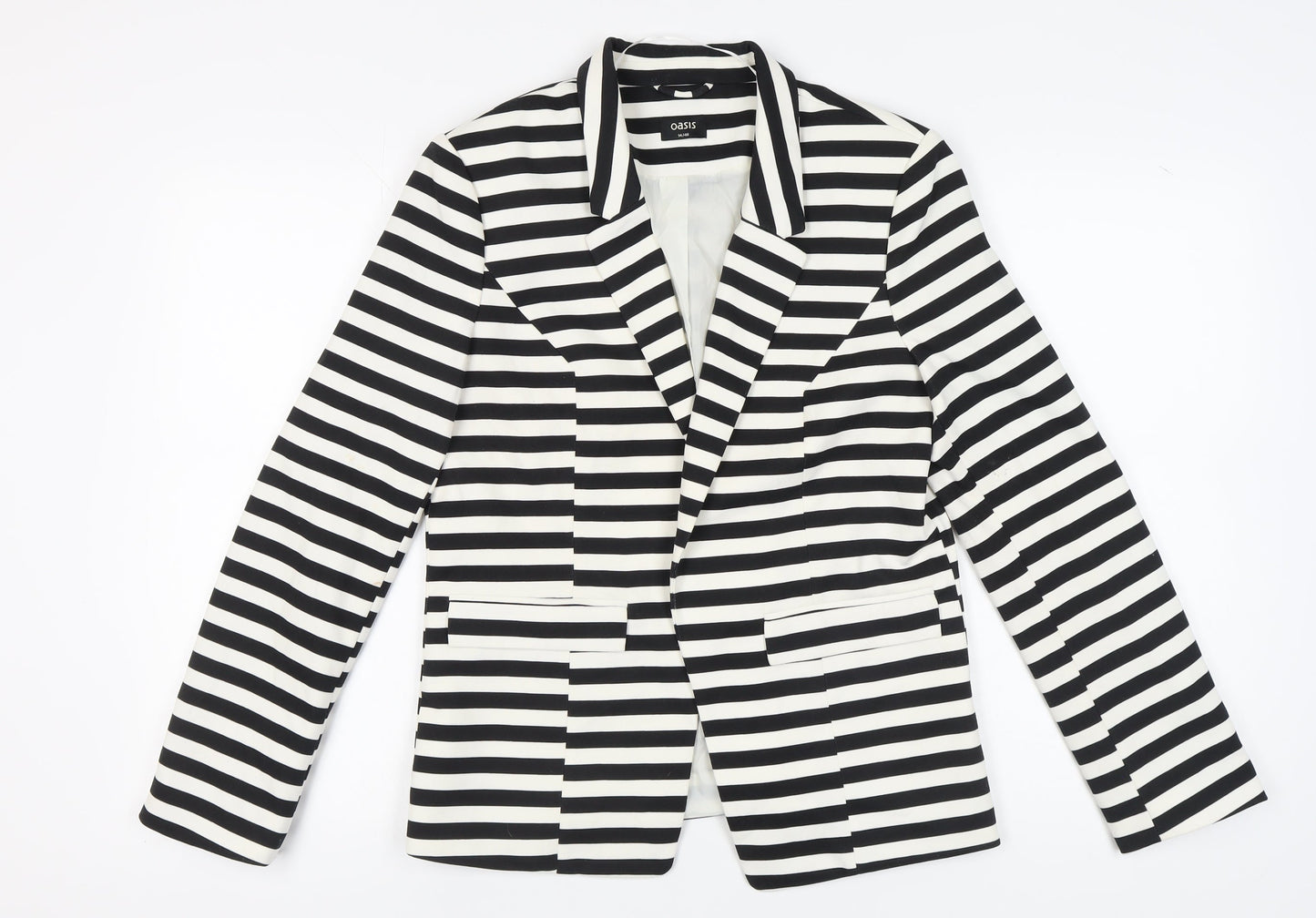 Oasis Women’s Black Striped Blazer, Size 14
