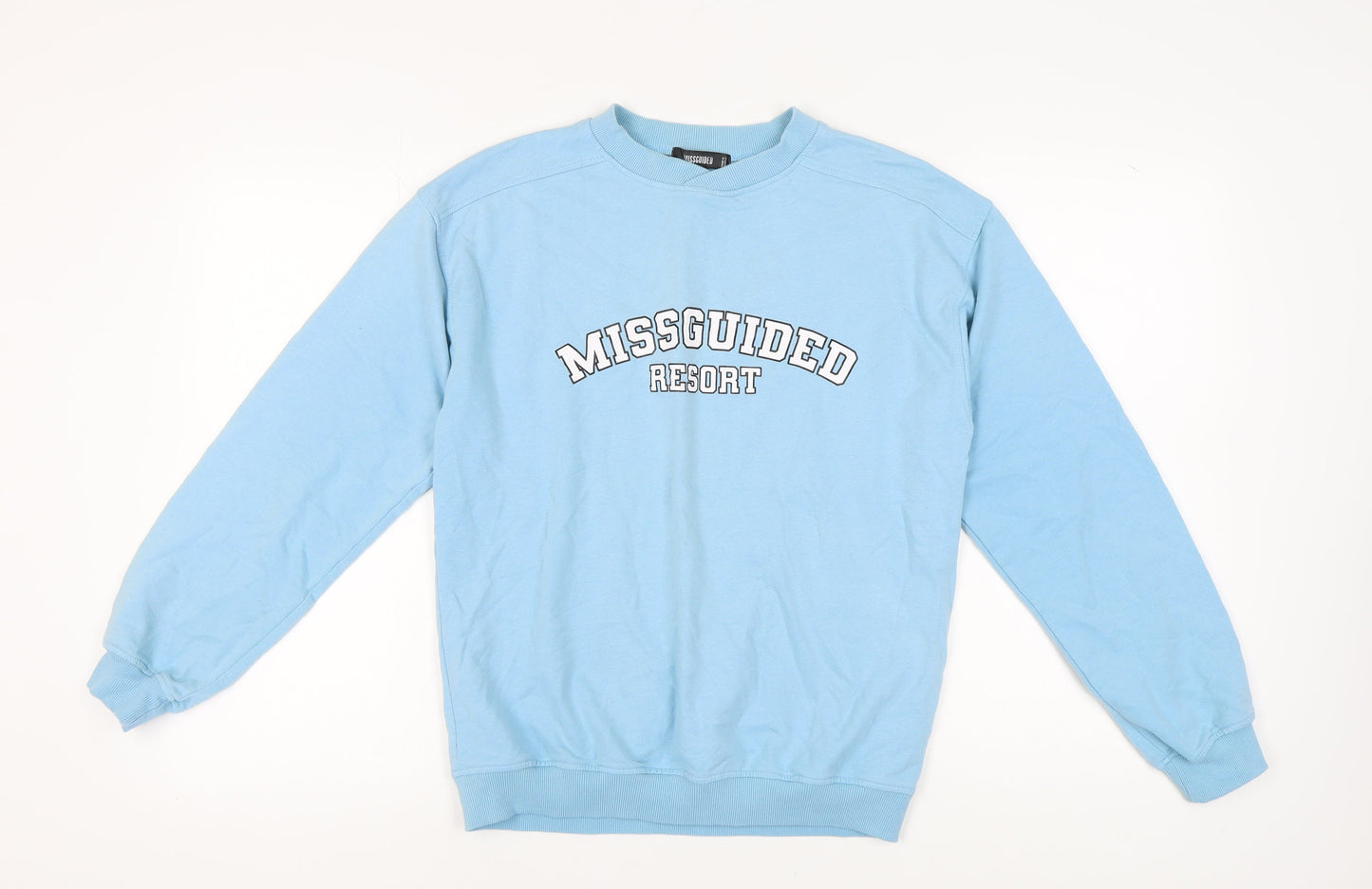 Missguided Women's Blue Sweatshirt Size 8 Logo