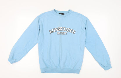 Missguided Women's Blue Sweatshirt Size 8 Logo