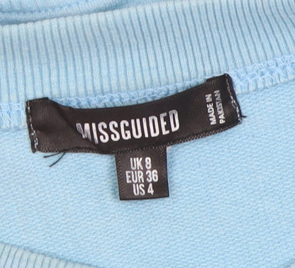 Missguided Women's Blue Sweatshirt Size 8 Logo