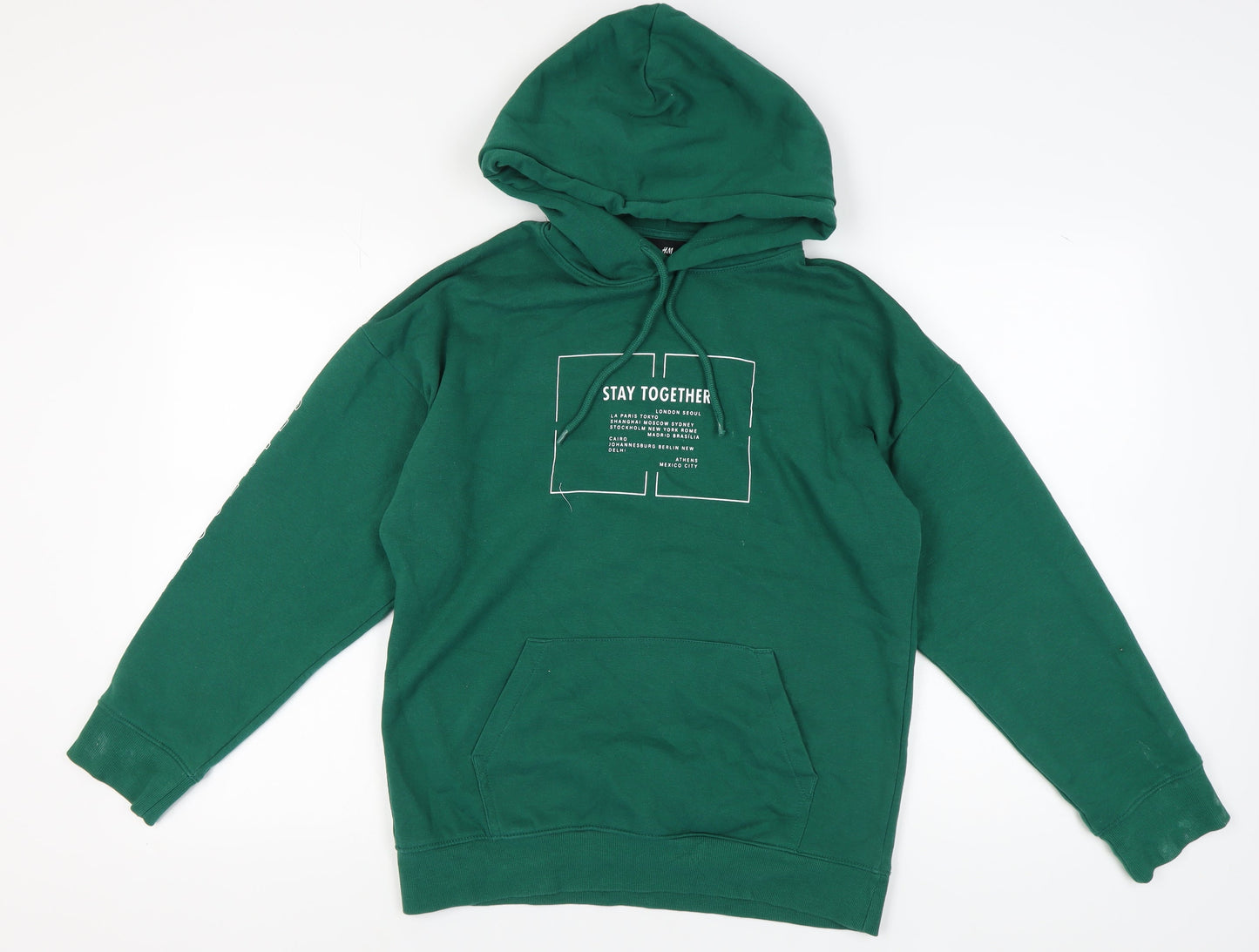 H&M Green Pullover Hoodie Unisex XS