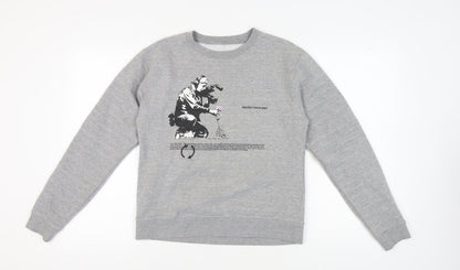 Brandalised Unisex Grey Graphic Pullover Sweatshirt S