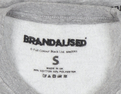 Brandalised Unisex Grey Graphic Pullover Sweatshirt S