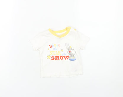 Disney Baby Dumbo T-Shirt, Unisex 3-6M, White Cotton