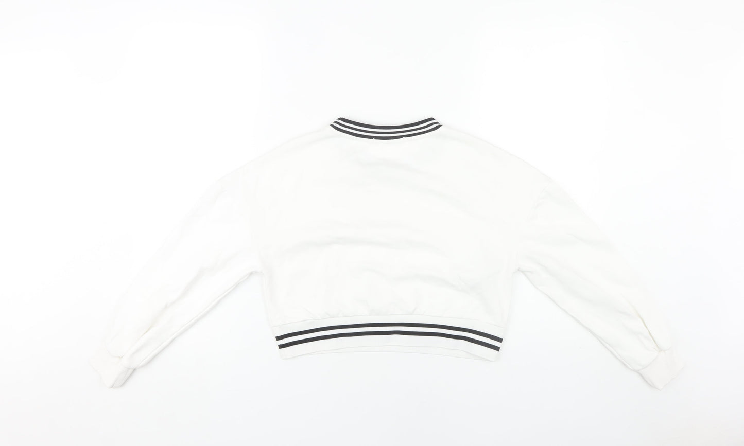 Mango Women White XS Pullover Sweatshirt with Logo