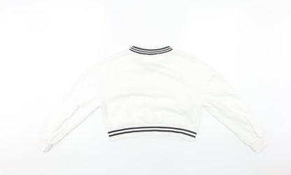 Mango Women White XS Pullover Sweatshirt with Logo