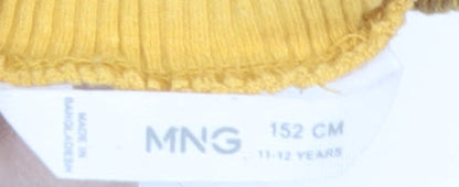 MNG Girls Yellow High Neck Long Sleeve Cotton Top 11-12 Years
