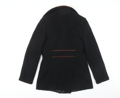 Spoon Women's Black Wool Pea Coat, Size 10, Classic Elegance