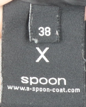 Spoon Women's Black Wool Pea Coat, Size 10, Classic Elegance