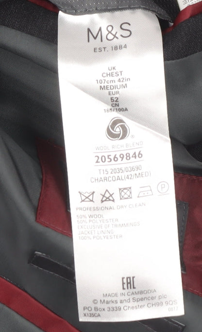 Mens UK Size 42 Marks and Spencer Regular Grey Suit Jacket
