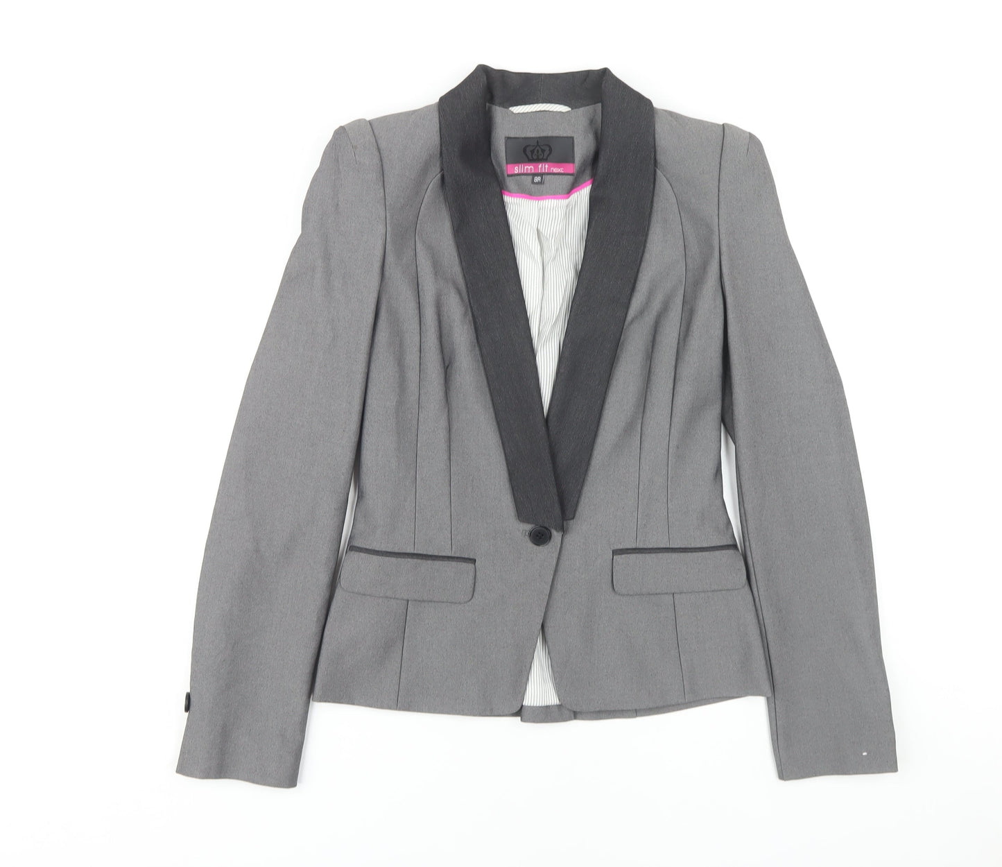 Next Women's Grey Blazer Size 8R Slim Fit