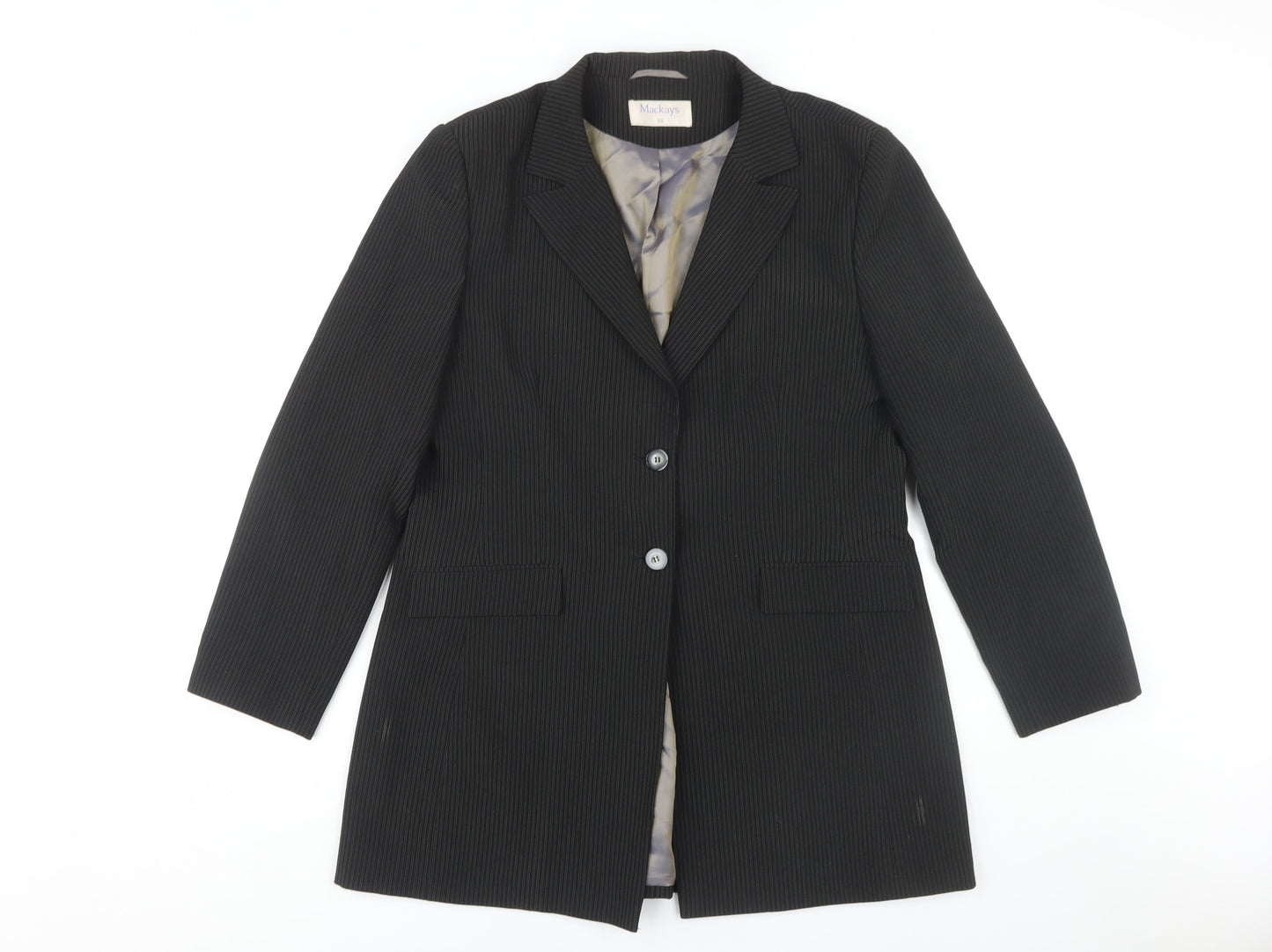 Mackays Women's Black Pinstripe Blazer Size 18