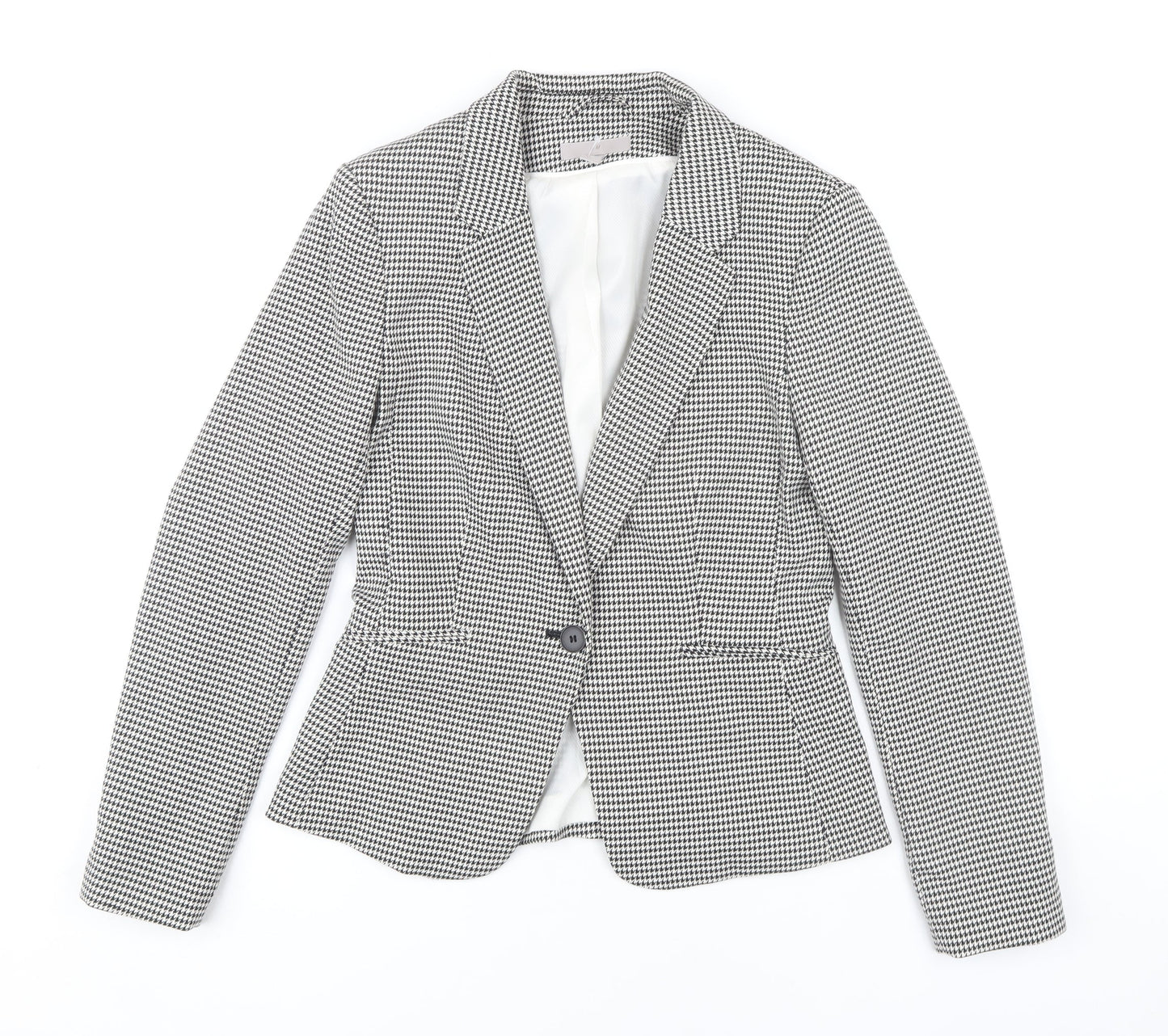 H&M Women's Blazer Size 10 Black White Houndstooth