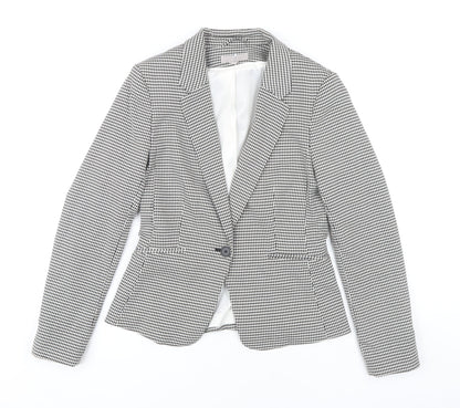 H&M Women's Blazer Size 10 Black White Houndstooth